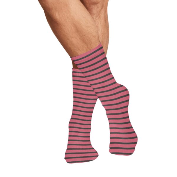 Red Black Narrow Striped Socks For Men