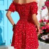 Holiday Off Shoulder Ruffle Trim High Waist Beach Dress For Women - Image 3
