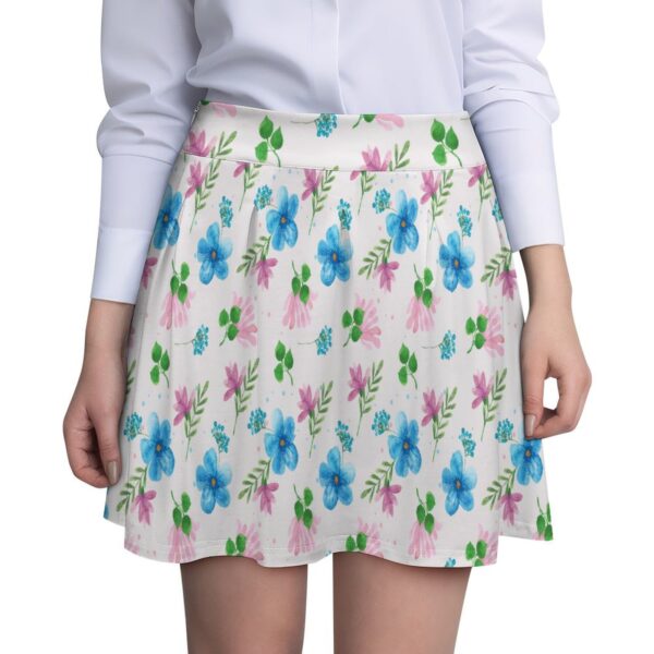 Cute White Skater Skirt With Blue And Pink Flowers
