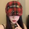 Dark Street Fashion Advance Hats Women's Neutral Plaid - Image 3