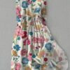 European And American 3D Digital Printing Fashion Floral Art Women's Midi Skirt Dress - Image 4