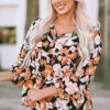 Women's Floral Print Lace Casual Style Pullover Shirt - Image 2