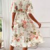 Women's Floral Print Cinching Waist Dress - Image 3