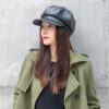Korean Style Octagon Fashion Ladies Hat Leather Beret - Image 4