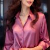 Professional Retro Unique Chic Purple Blouse Women Tops - Image 2