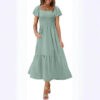 Pullover Square Collar Long Sleeve Ruffled High Waist Tight Dress - Image 9