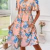 Women's Floral Print Cinching Waist Dress - Image 5