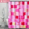 Colorful Plaid Home Bathroom Dry Wet Separation Partition Shower Curtain Waterproof Shower Curtain - Image 4