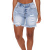 Fashion Ripped Fringed High Stretch Denim Shorts Women - Image 6