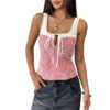 Casual Vest Elastic Lace Plaid Stitching Vest - Image 6
