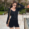 Women's Fashion Casual Floral Long-sleeved Jumpsuit - Image 2