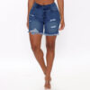 Fashion Ripped Fringed High Stretch Denim Shorts Women - Image 5