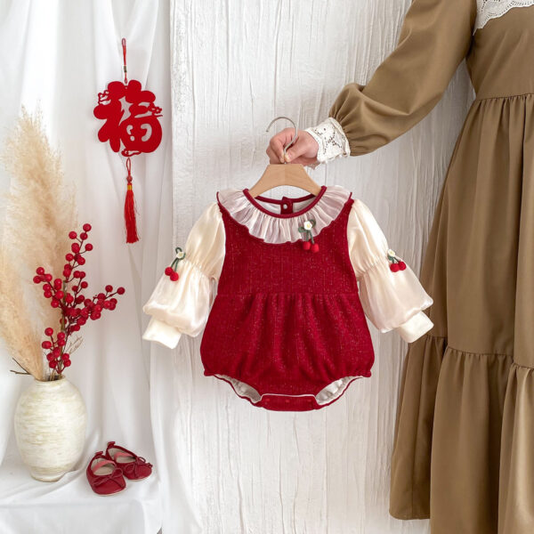 Newborn Fleece-lined Warm Baby Jumpsuit Winter Clothes