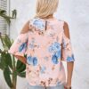 Casual Open Shoulder Short Sleeve Shirt For Women - Image 2