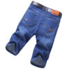 Jeans Shorts Men Elastic Straight Denim Mid Waist Loose Shorts - Image 6