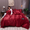 Pure Color Washed Silk Bed Sheet Ice Silk Four-piece Bed Sheet Duvet Cover - Image 9