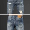 Men's Fashion Slim Fit Skinny Stretch Ripped Jeans - Image 5