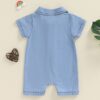 Summer Solid Color Denim Baby Onesie - Image 5