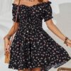 Holiday Off Shoulder Ruffle Trim High Waist Beach Dress For Women - Image 4