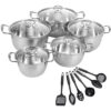 11PCS Induction Non Stick Stainless Steel Cookware Cooking Pot Pan With Lids Set - Image 7