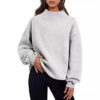 Casual Style Fleece Shirt Thick Half Turtleneck Loose Women's Sweater - Image 9