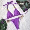 New Sexy Purple Halter Crystal Diamond Bikini Female Swimsuit Women Swimwear Rhinestone Bikini - Image 10