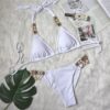 New Sexy Purple Halter Crystal Diamond Bikini Female Swimsuit Women Swimwear Rhinestone Bikini - Image 2