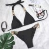 New Sexy Purple Halter Crystal Diamond Bikini Female Swimsuit Women Swimwear Rhinestone Bikini - Image 9