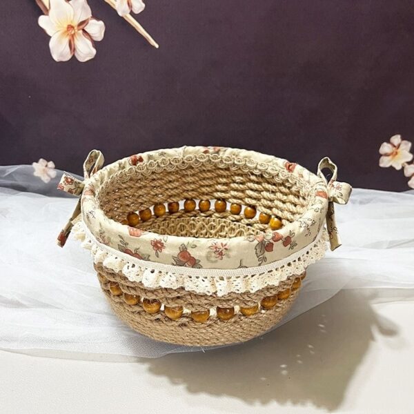 Twine Hand-woven Basket Finished Living Room Desktop Sundry Storage Basket
