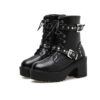 Rivet belt buckle lace thick heel platform platform women's boots - Image 3