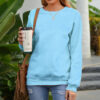 Fleece-lined Thick Round Neck Loose-fitting Solid Color Long Sleeves Sweater - Image 4
