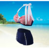 Ladies split swimsuit sexy striped bikini high waist - Image 4