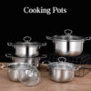 11PCS Induction Non Stick Stainless Steel Cookware Cooking Pot Pan With Lids Set - Image 5