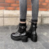 Rivet belt buckle lace thick heel platform platform women's boots - Image 4