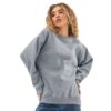 Fleece-lined Thick Round Neck Loose-fitting Solid Color Long Sleeves Sweater - Image 3