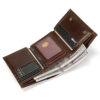 RFID Genuine Leather Small Wallet Men's Three Fold Multiple Card Slots With Iron Chain - Image 3