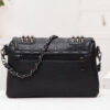 Fashion Women Black Leather Messenger Bags Fashion Vintage Messenger Cool Skull Rivets Shoulder Bags - Image 3