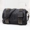 Fashion Women Black Leather Messenger Bags Fashion Vintage Messenger Cool Skull Rivets Shoulder Bags - Image 5