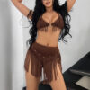 Women's Holiday Style Tassel Hanging Neck Backless Vest Set - Image 2