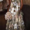 Cross-border European And American Style Women Floral Art Printing Casual Sling Holiday Dress - Image 6