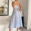 Women's Chest Strap Long Sexy Split Sling Floral Dress - Image 2