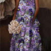 Cross-border European And American Style Women Floral Art Printing Casual Sling Holiday Dress - Image 5