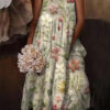 Cross-border European And American Style Women Floral Art Printing Casual Sling Holiday Dress - Image 7