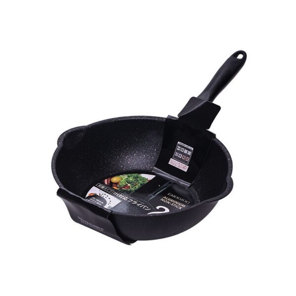 Thick Bottom Maifan Stone Household Small Frying Pan Non Stick Pan Deep Frying Pan, 26cm Black Without Cover, 26cm Beige Without Cover, 28cm Beige Without Cover