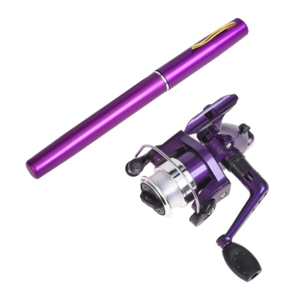 LEO Pen Type Fishing Rod & Spinning Wheel Fishing Reel Portable Pocket Fishing Gear, H8022PU Purple, H8022R Red, H8022 Silver, H8022B Black, H8022BL Blue, H8022G Gold