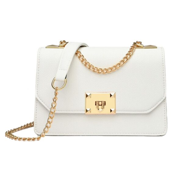 Women Double Compartment Flap Lock Small Square Bag Chain Crossbody Bag