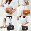 Women Double Compartment Flap Lock Small Square Bag Chain Crossbody Bag - Image 8