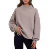 Casual Style Fleece Shirt Thick Half Turtleneck Loose Women's Sweater - Image 4