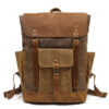 Men's Canvas Crazy Horse Leather Travel Backpack - Image 2