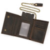 RFID Genuine Leather Small Wallet Men's Three Fold Multiple Card Slots With Iron Chain - Image 5